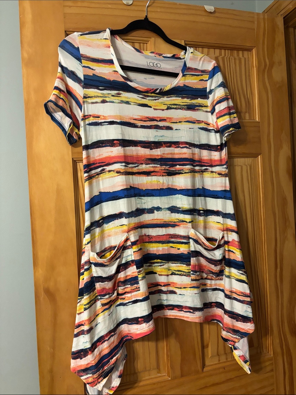 LOGO by Lori Goldstein Multicolor Striped Pocket Tunic